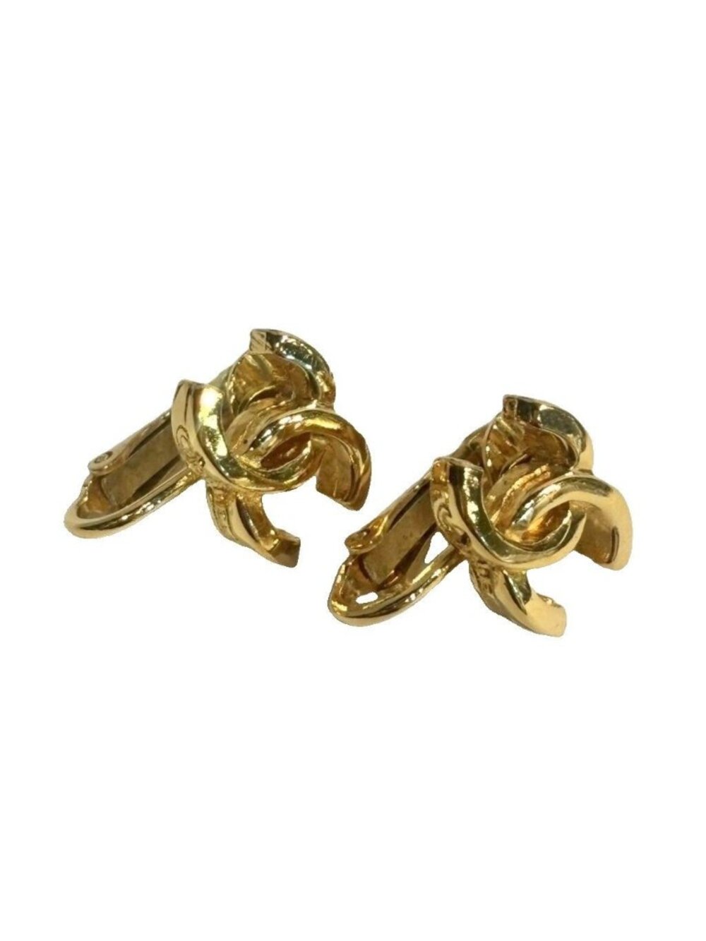 Chanel Earrings CC Logo Gold Colored